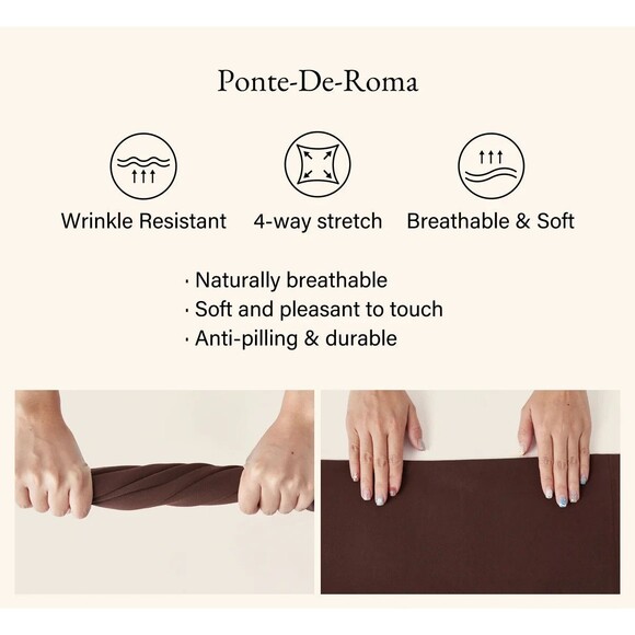 OGL Ponte High Rise Flared Pants Womens Size XS Brown Slimming Flat Front Pullon - Picture 7 of 13